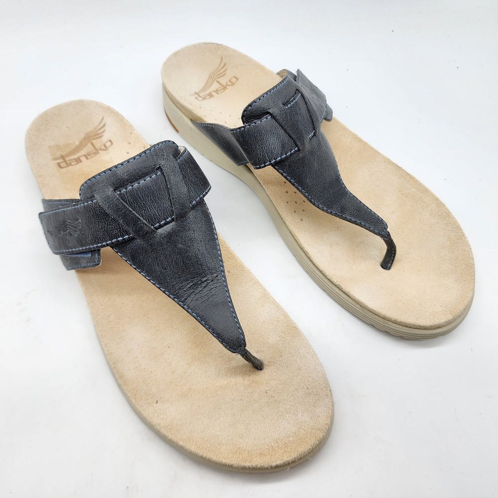 Dansko‎ Cece Thong Sandals Womens 40 US 9.5-10 Blue Leather Comfort Orthotic